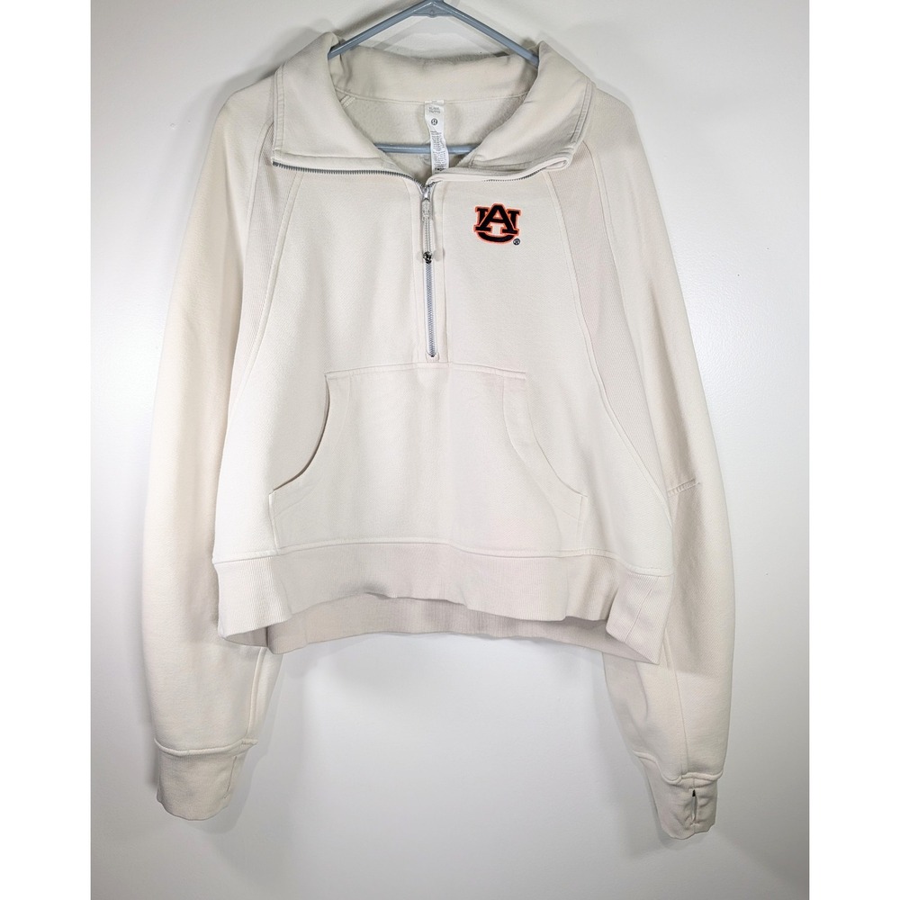 Lululemon Auburn Tigers Scuba Oversized Half-Zip Hoodie Cream XL/XXL LW3HW0S